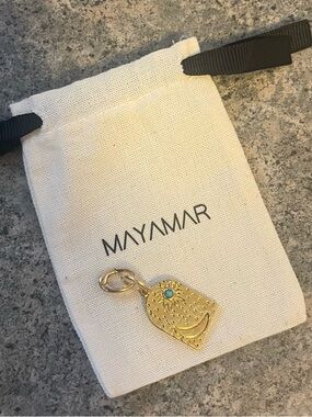 Gold Moon and Sun Charm with Turquoise Accent